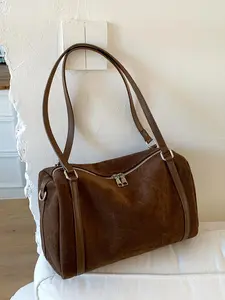 Fashionable frosted hand-held Boston bag, casual and versatile one-shoulder tote bag, simple texture and niche design one-shoulder commuter bag, suitable for daily wear, commuting and other scenarios, Handbag Shoulder Purse