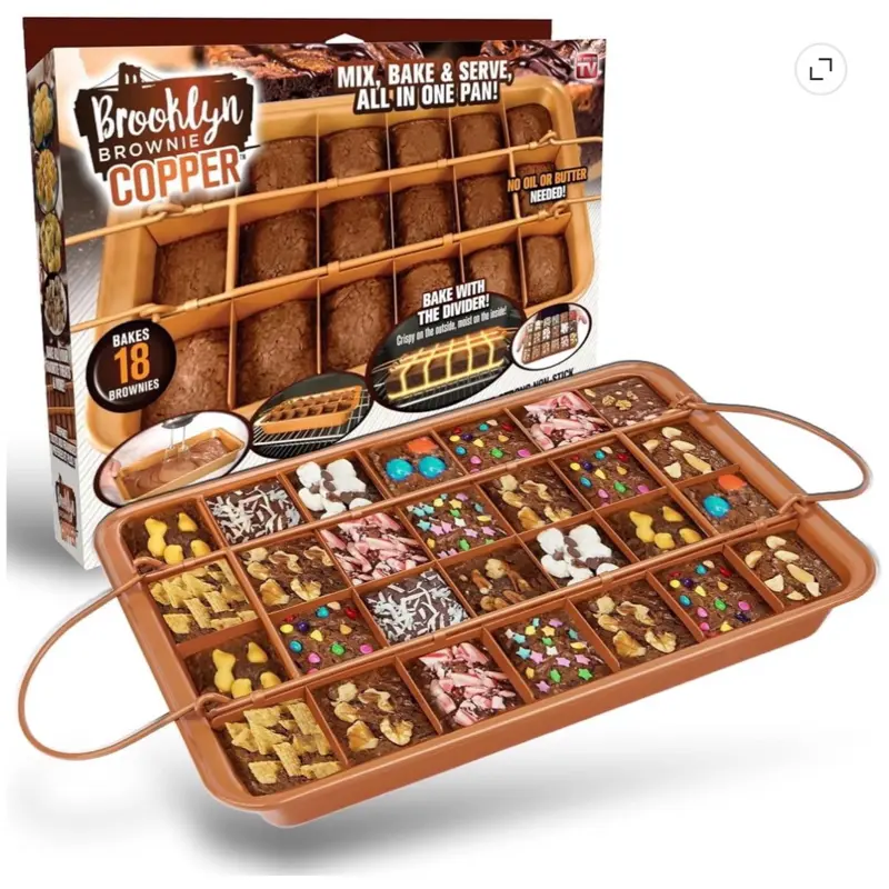 Gotham Steel XL Brownie Pan with Dividers Nonstick Baking Pan for All Edge Brownies with Removable Divider, 2 in 1 Cake Pan + Brownie Baking Tray with 24 Pre-Cut Molds, Non-Toxic Oven/ Dishwasher Safe