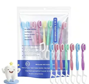 Multi 5-in-1 soft bristle toothbrush set, 26 pieces; integrated floss, tongue scraper, toothpick; disposable oral care kit for travel and business trips; oral hygiene #GLOBAL PICKS