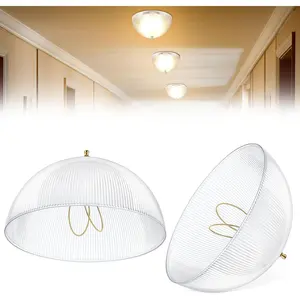 2 Pack Clip On Lamp Shade, 8" DIA x 4 1/4" Height Light Cover for A Type Bulb, Acrylic Dome Clip on Standard Shades for Home Bathroom Office Deco Exposed Bulb Fixture