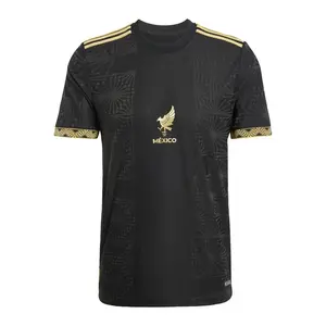 2025 Gold Cup Mexico Home Black and Gold Short Sleeve Quick Dry Breathable Soccer Jersey