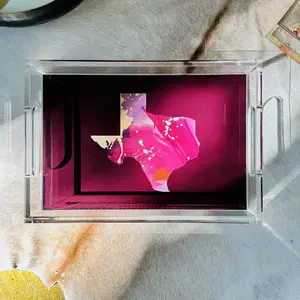 Maroon Texas | Acrylic Vanity Countertop Tray with Handles, Coffee Table Decor Tray, Decorative Bathroom Catchall, Makeup Storage and Organization, Abstract Texas Design | 9x13 inches