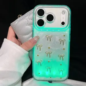 Luxury Fashion Cute LED Bow Phone Case for iPhone 17 Pro Max 16 15 14 13 Pro/pro Max, Stylish Protective Cover, Unique Design for Daily Use