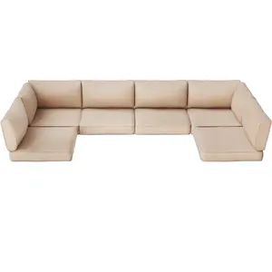 #SummerWins【FathersDayGift】SUNCOZE 14-Piece Outdoor Cushions for Patio Furniture, 25.6"x25.6" Couch Cushion Replacement Designed for 6-Seat Sectional Sofa Sets, Anti-Slip Patio Cushions for Garden, Backyard, Porch summerwins