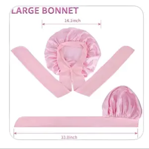 YANIBEST Satin Bonnet for Sleeping Double Layer with Tie Band for Women - Adjustable Satin Lined Hair Bonnet, Curly Hair Benefit