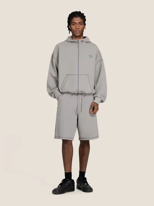 Aelfric Eden Cloud Boxy Sweat Set Contrast Stitch Zip-Up Jacket
