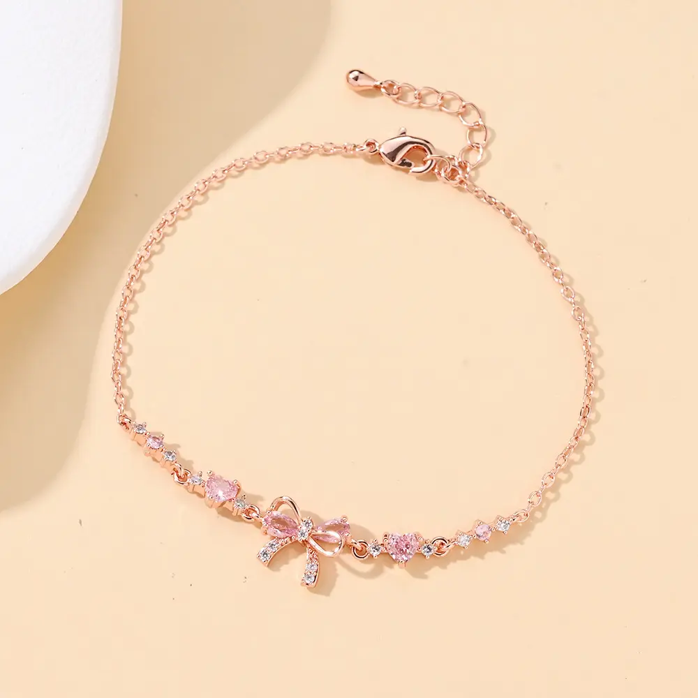 Bowknot Heart Bracelet (Rose Gold) without gift bo