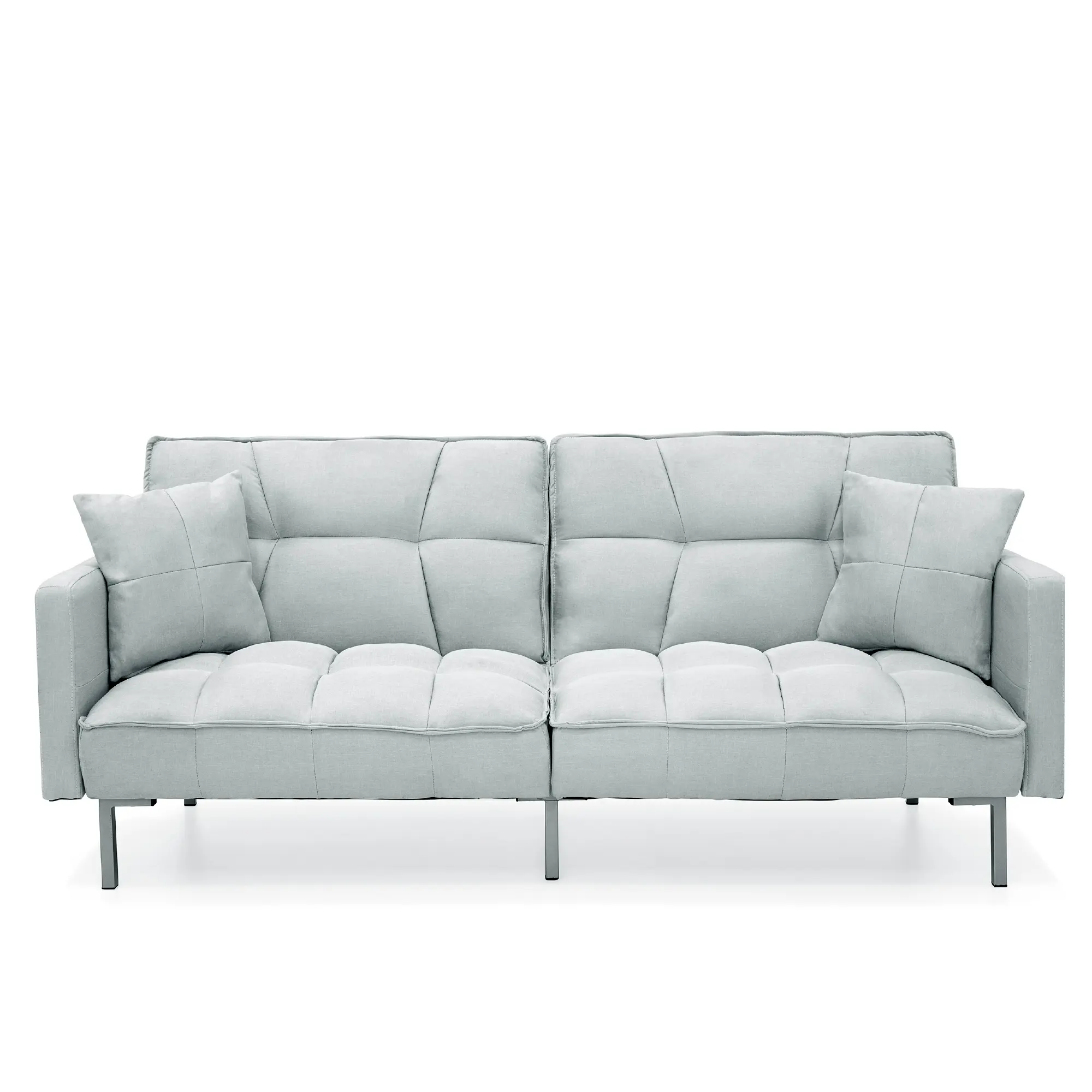 Best Choice Products Convertible Living Room Linen Fabric Tufted Split-Back Futon Sofa w/ 2 Pillows Best Choice Products Convertible Living Room Linen Fabric Tufted Split-Back Futon Sofa w/ 2 Pillows