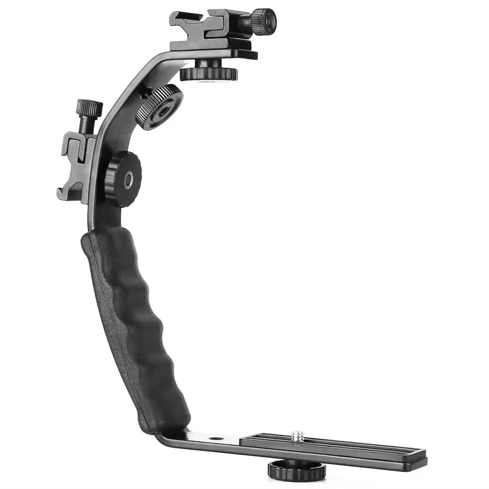 Camera L Bracket Mount with Dual Cold Shoes and 1/4 Inch Tripod Screw, Handheld Video L Bracket for Dslr Cameras Camera Accessories, Tripod Stabilizer, Camera Holder