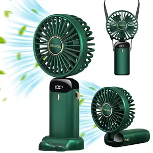 Portable USB Rechargeable Handheld Fan with Phone Holder, Portable Personal Fan, Digital Display Cooling Fan, Adjustable Mini Fan for Outdoor Sports