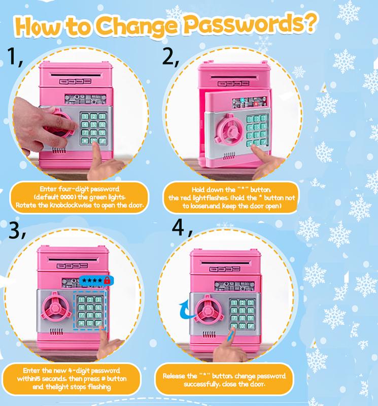 Electronic Piggy Bank with Password Code Lock | Kids Coin Money Savings Box Safe Cash Coin Can Toy, Mini ATM Banks for 3 4 5 6 7 8 9 10 11 12 Year Old Boys Girls  Christmas Birthday Gifts for Children