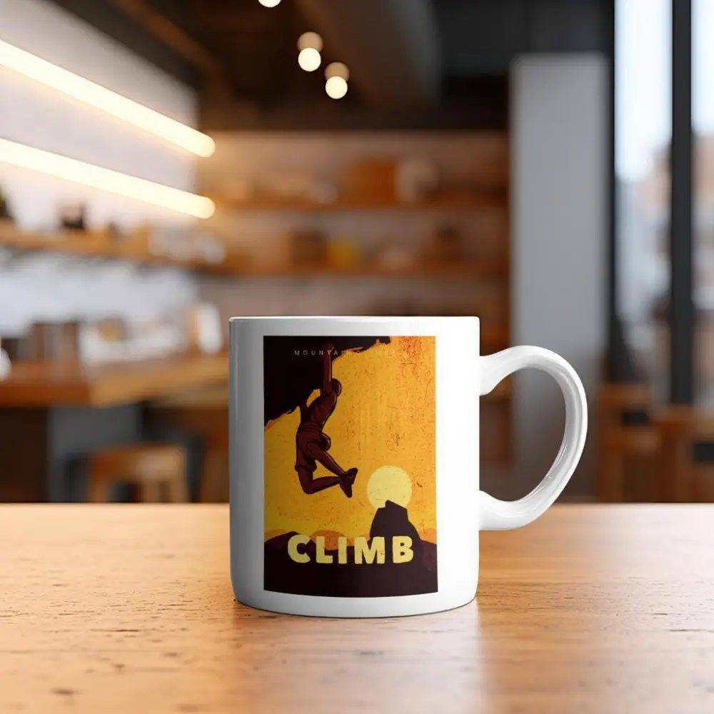 Climb Mug, Motivational Rock Climbing Coffee Cup, Outdoor Adventure Gift, Mountain Climber Mug, Inspirational Hiking Cup