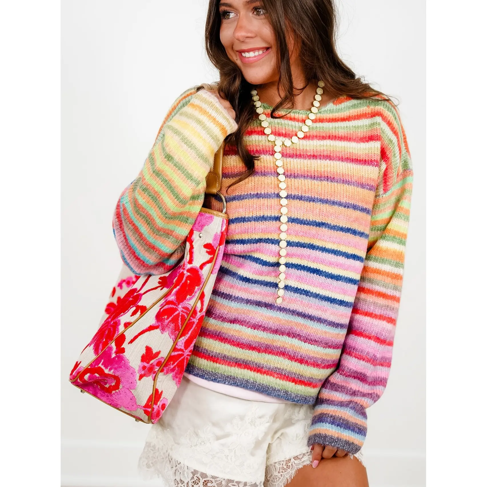 Restock! Multi Color Stripe Long Sleeve Pullover Sweater