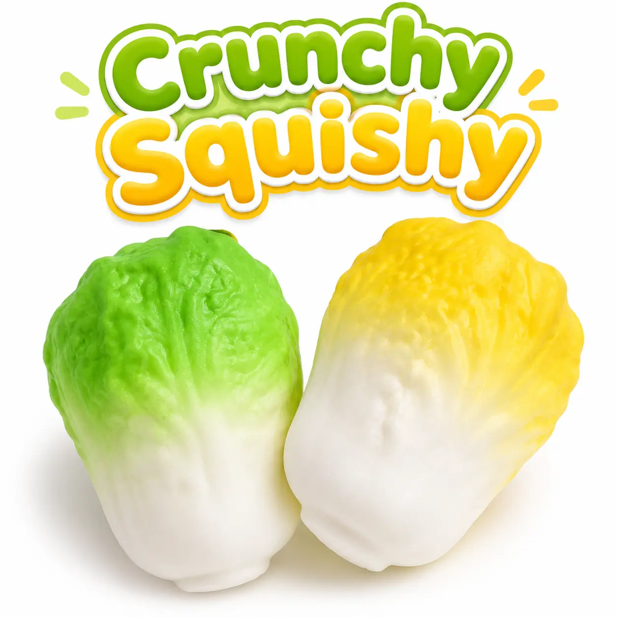 Mini Cabbage Crunchy Fidget Toy, Vegetable-Shaped Sensory Toy, Cute Squishy Gift Toy for Desk, Party Favors, Yellow or Green