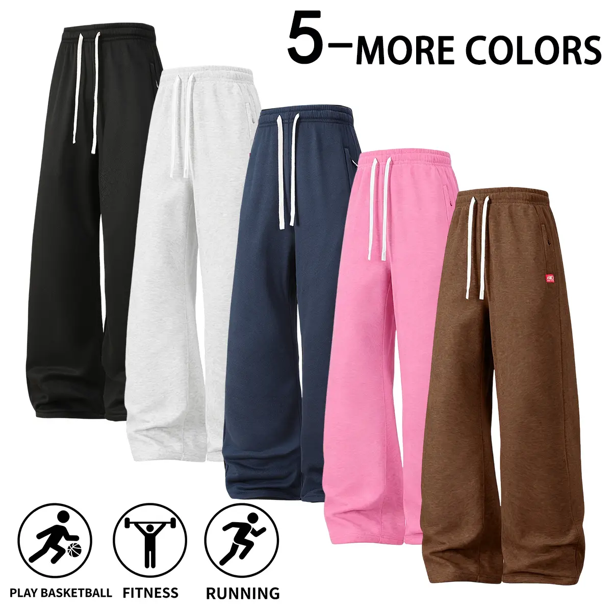 Men's 4-Pack Loose-Fit Polyester Jogger Pants - All-Season Casual Athletic Style with Elastic Waistband & Drawstring, Side Pockets, Durable Long Pants for Running, Home Wear