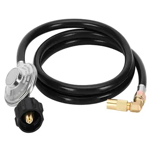 12FT Propane Regulator Hose with 90° Elbow QCC1, 3/8" Flare Adapter, Compatible with Blackstone 17"/22" Griddles & Gas Grills