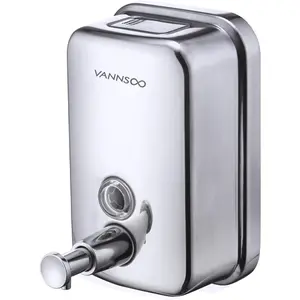 Commercial Soap Dispenser Wall Mount Stainless Steel Manual Liquid Pump Rust-Proof Leak Free for Bathroom (17 fl oz / 500ml)