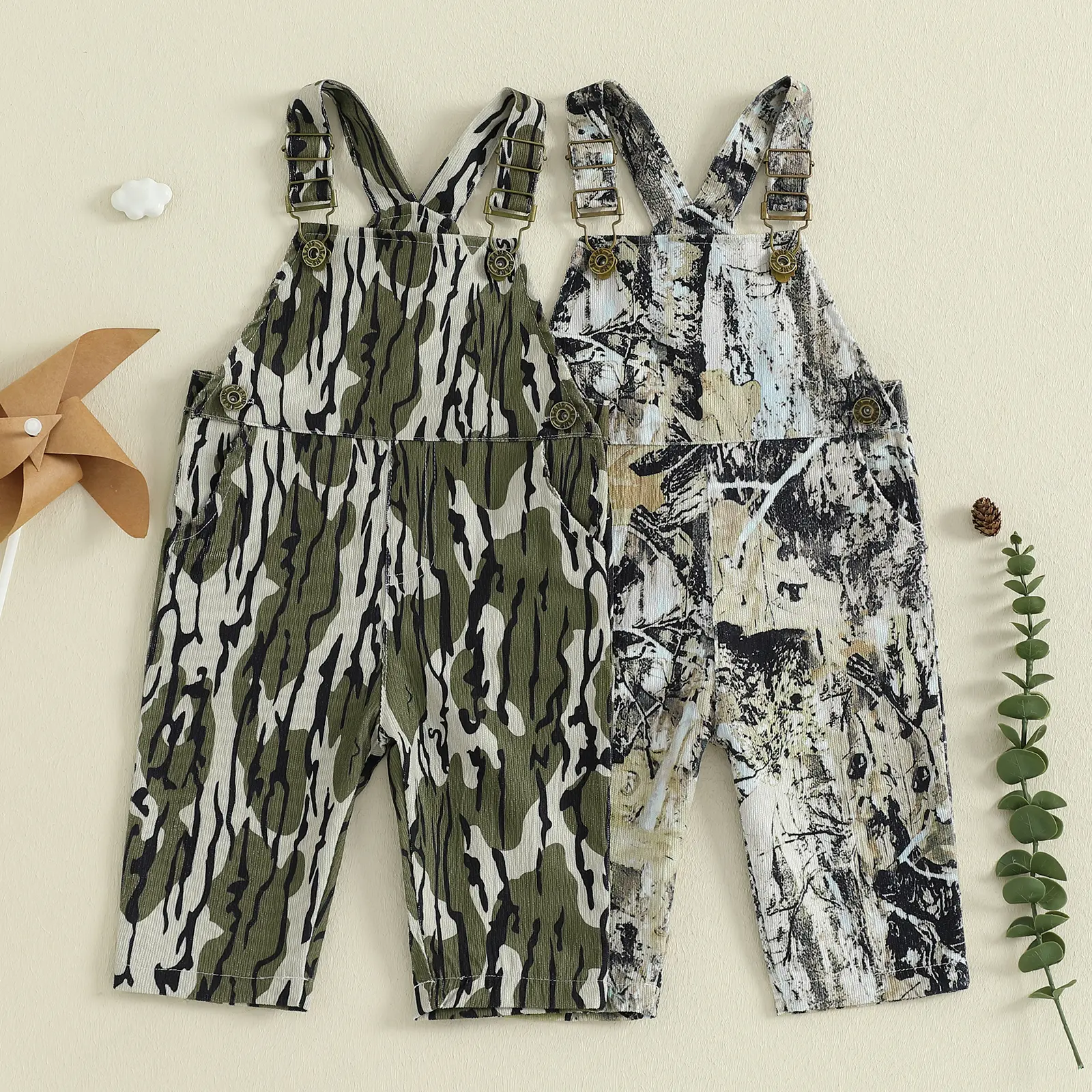 Babamoon Kids Infant Baby Boy Girls Camouflage Deer Mallard Duck Print Overalls Toddler Wild Hunting Strap Jumpsuit Sleeveless Suspender Pants