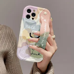 [LX]Cute Letter Mixed Colors Pattern Phone Case, 1 Count Decorative Phone Protector Cover, Phone Accessories Compatible With IPhone 15 14 13 12 11 Pro Max 7 8 Plus