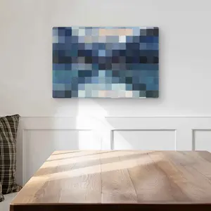 212 MAIN Blue Aluminium Metal Print Wall Art, 12x18 in. Artistic Pixelated Mountainous Nature Artwork, Home Decor for Living Room, Ideal Gift