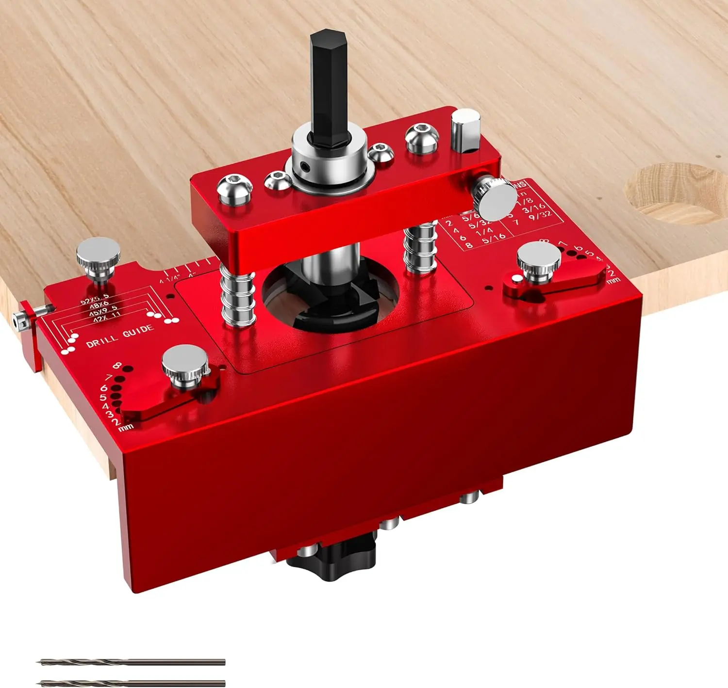 Gohelper Metal Concealed Hinge Jig with Built-in Screw Hole Guide, Precision 35mm Cabinet Door Hinge Jig with Wider Offset from 2 to 8mm, Woodworking Door Cabinet Hinges Mounting Tool