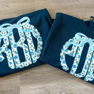 Womens Navy Blue Bow Monogram Sweatshirt