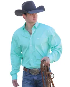 Cinch Men's C&Zwnj;Inch Solid Long Sleeve Button-Down Western Shirt - Mtw1104237 Grn