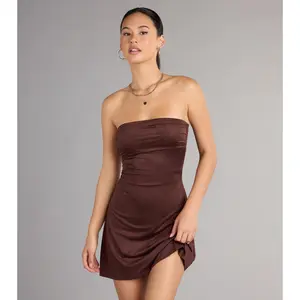Falling for You Suede Tube Mini Dress