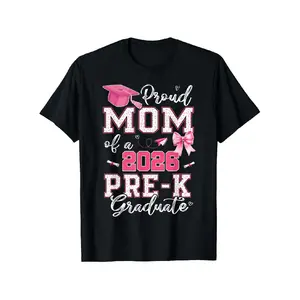 2026 Pre-K Graduation T-Shirt - Proud Mom of Pre-K Graduate, Loose Fit Casual Round Neck Tee with Diploma & Suitable for Pre-K Parties, Achievement Outfit (Comfortable Graduation Attire)