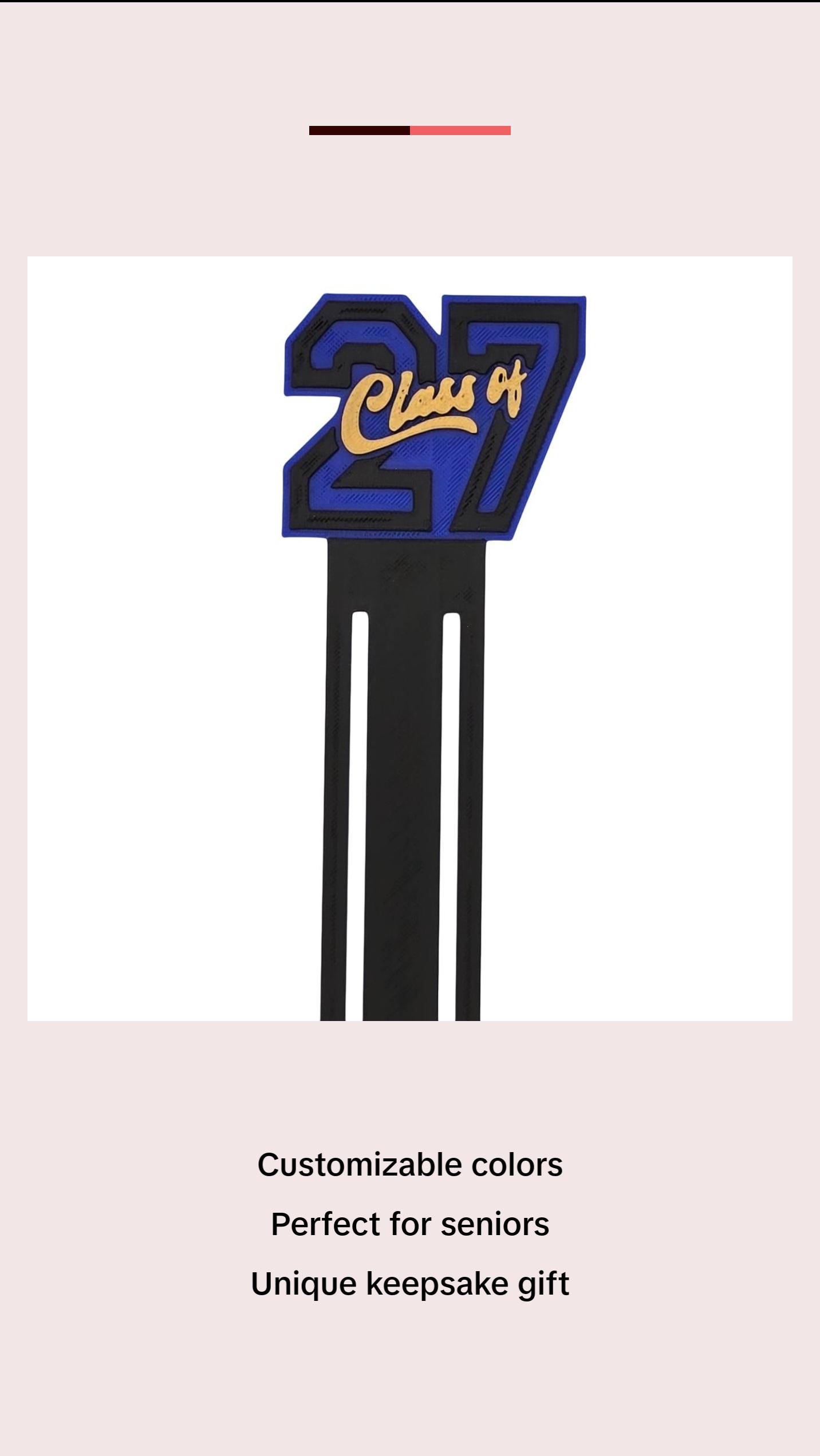 Class of 2027 Customizable Graduation Gift Bookmark - Personalized School Year Keepsake with Color Options for Seniors