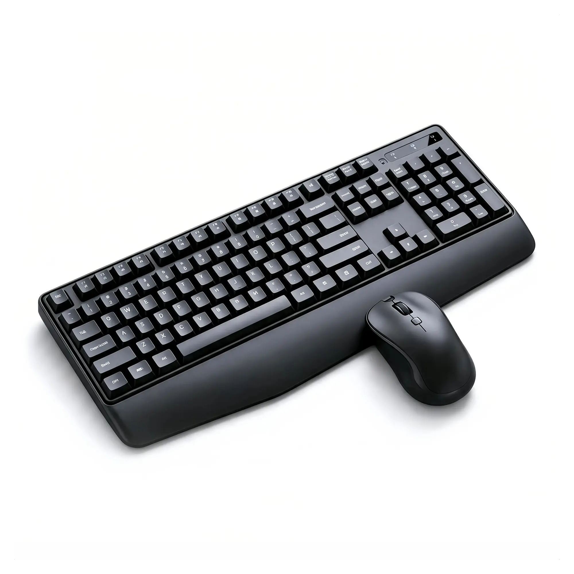 Wireless Keyboard and Mouse Combo, Full-Size 104-Key Keyboard with Numeric Keypad and Built-In Wrist Rest, 2.4GHz Wireless Mouse with 3-Level DPI, Quiet Ergonomic Keyboard Set for Office, Home Office, Work From Home and Everyday Use