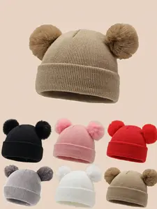 Newborn Baby Knit Hat, Cute Toddler Beanie, Beanies, Warm Lightweight Breathable Durable Winter Accessory Warmer, Unisex 0-3 Years