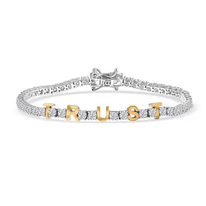 Moissanite 5.40 ctw TRUST Bracelet in 14K Yellow Gold and Rhodium Over Sterling Silver 7.25 In Christmas Gifts