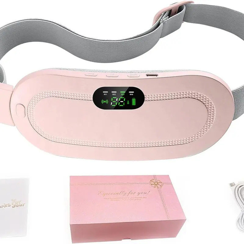Portable Heating Pad Electric Cordless Heating Belt for Period Cramps - Soothing Pain Relief for Belly, Waist & Stomach, Wearable Rechargeable Menstrual Heat Pad, Pink, Self Care Gadgets for Women