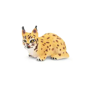 TOYMANY Plastic PVC Plastic Small-Size Hand-Painted Crouching Lynx Figurine - Realistic Wildlife Animal Model, Ideal for Montessori Sensory Play, Home/Desk Decor, Collectible Gift for Enthusiasts,summervibes