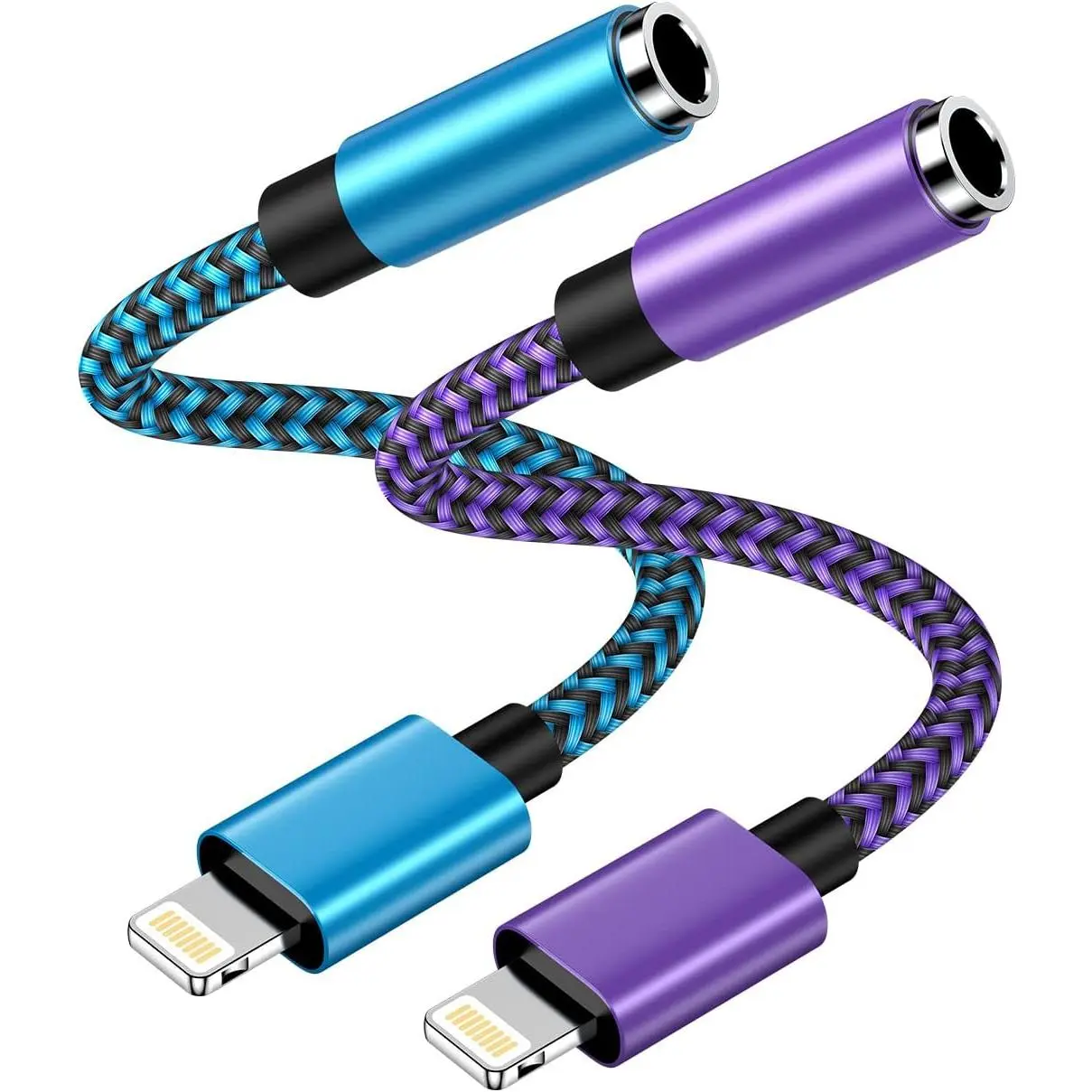 iPhone Headphone Adapter, 2Pack Apple Dongle Lightning to 3.5mm Jack Converter Braided Audio Aux Cord Earbuds Splitter Adaptor Compatible with iPhone