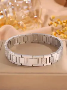 Men's Casual Classic Bracelet, Stainless Steel Bracelet, Fashion Jewelry for Party, Daily Clothing Decor, Trendy All-match & Exquisite Jewelry for Birthday Gift