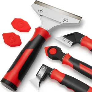 Caulking Tool, 4 in 1 Caulk Remover Tool for Bathroom, Bathtub, Grout, Shower, Tile, Window, Razor Scraper Tool for Cleaning,  Caulk  (Red)
