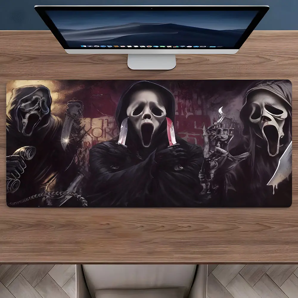 Happy HalloweenTerrifying Ghost Large Gaming Mouse Pad,Aesthetic Desktop Drotection Pad,Washable Rubber Pad Non-Slip Lock Edge Multi-Size Mouse Pad Suitable For Home Office,Good Gift for Family and Friends,Desktop Accessory