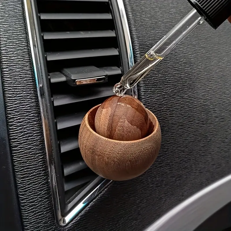 Handcrafted Natural Walnut Wooden Car Air Freshener Diffuser, Car Aroma Diffuser, Car Aromatherapy Diffuser, Car Scent Diffuser, Car Interior Diffusers, Elegant Design for Car Interior & Home Decoration, No Fragrance Needed, Car Accessory