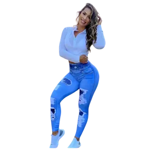 Distressed Blue Leggings - One Size (Fits 0-12 US)