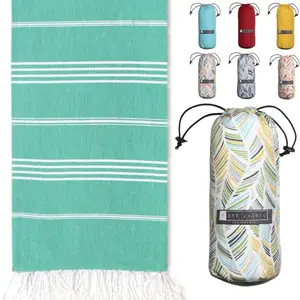 BAY LAUREL Turkish Beach Towel with Travel Bag 39 x 71 Quick Dry Sand Free Lightweight Large Oversized Towels Light