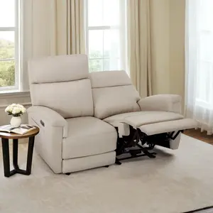 Power Loveseat Recliner with Massage and Dual Heating, Fabric PR606M1