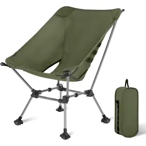 High Back Folding Camping Chairs, Height-Adjustable, Widened Seat, for Beach with Anti-Sinking Feet