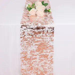Champagne Color Table Runner Roll, 9 Feet Sparkle Tablecloth, 11.02x108.27 Inches, Party Wedding Birthday Decoration