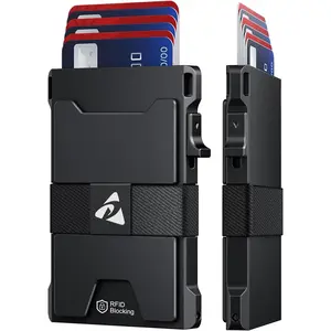 Minimalist Metal Pop Up Wallets, Ultra-Thin Design,  Wallet for Men, Front Pocket RFID Blocking Wallets, Holds 12+ Cards Plus