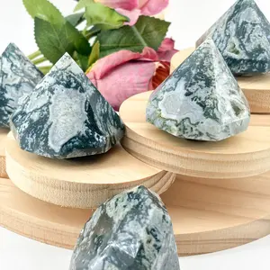 【Higher Crystal】 1 count "Stunning Moss Agate Diamonds: Natural Beauty in Gemstone Form"