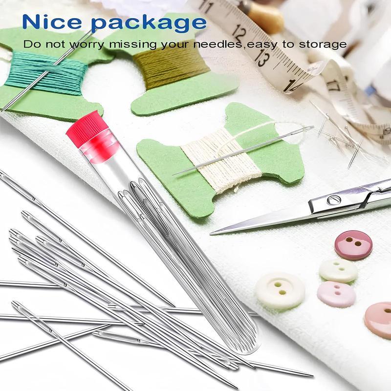 34Pcs Big-Eye Steel Needle Set,Long&Thin Needles for Handmade Quilting and Sewing,Needle Crafts Kit for DIY Sewing Projects,Hand Repair Tools Portable DIY Hand Made Craft Set Sewing Working Kit for Beginners,Professional DIY Lovers,Gift for Mom,Grandma