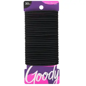 Ouchless Hair Elastics - No Pull, No Breakage, Tangle-Free Hold for Thick, Curly, Coily & Textured Hair - 30 Count, Black, Long-Lasting Ponytail Holders for Women & Men