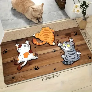 Cartoon Kitten Pattern Spring Summer Decoration Entrance Door Mat, Non-Slip Holiday Universal Decorative Floor Mat, Bedroom, Living Room, Bathroom Toilet Home Decoration Carpet Floor Mat, Washable Home Decoration Carpet